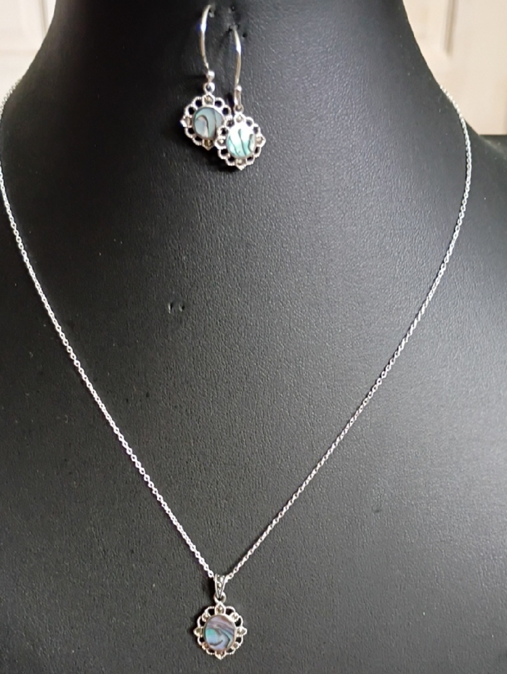 Allure Sterling Silver Blue Purple Swirl Pendant Necklace and Earrings Set
